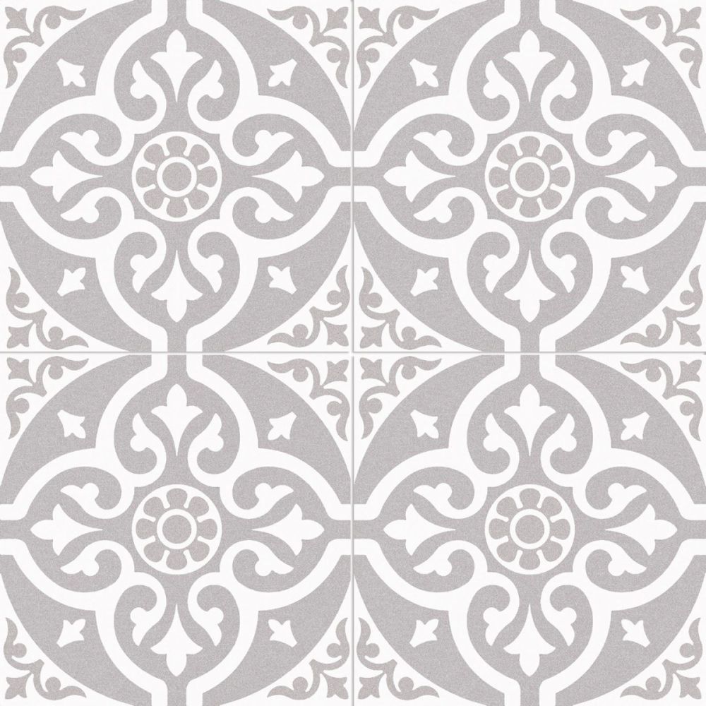 Chard Grey Ornate Ceramic Tile 450x450mm