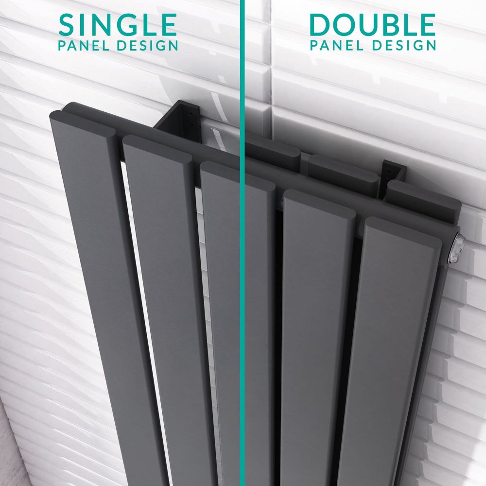 Perth Grey Single Vertical Flat Panel Radiator 1600x475mm