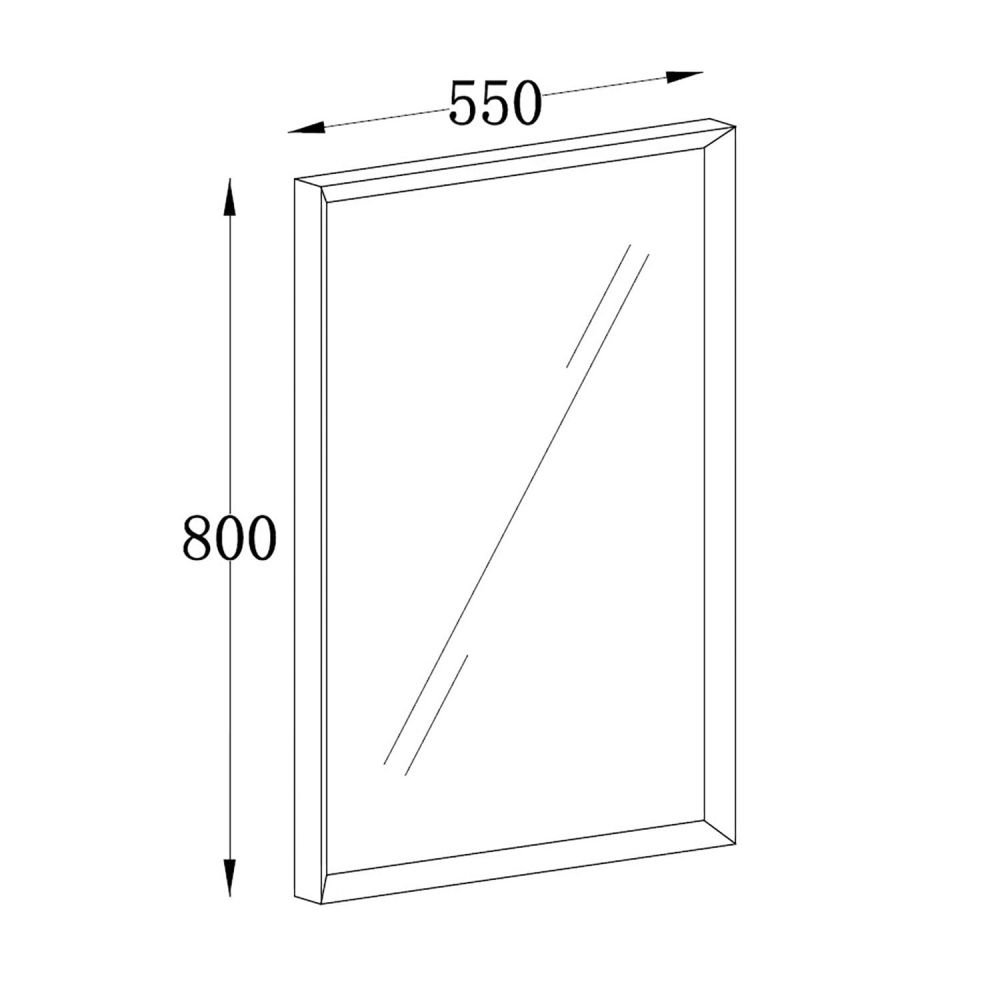 Venus Gloss White Beveled Edge Framed Bathroom Mirror 550x800mm Spec Dimension Drawing
