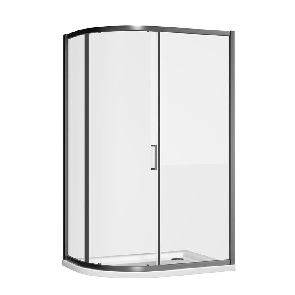 Fabio Gunmetal Sliding Shower Door Offset Quadrant