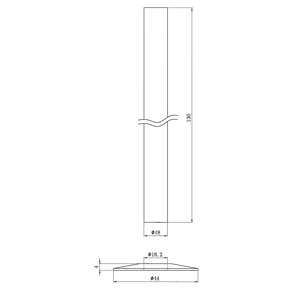 Antique Brass Pipe Sleeve Kit 130mm Dimension Drawing