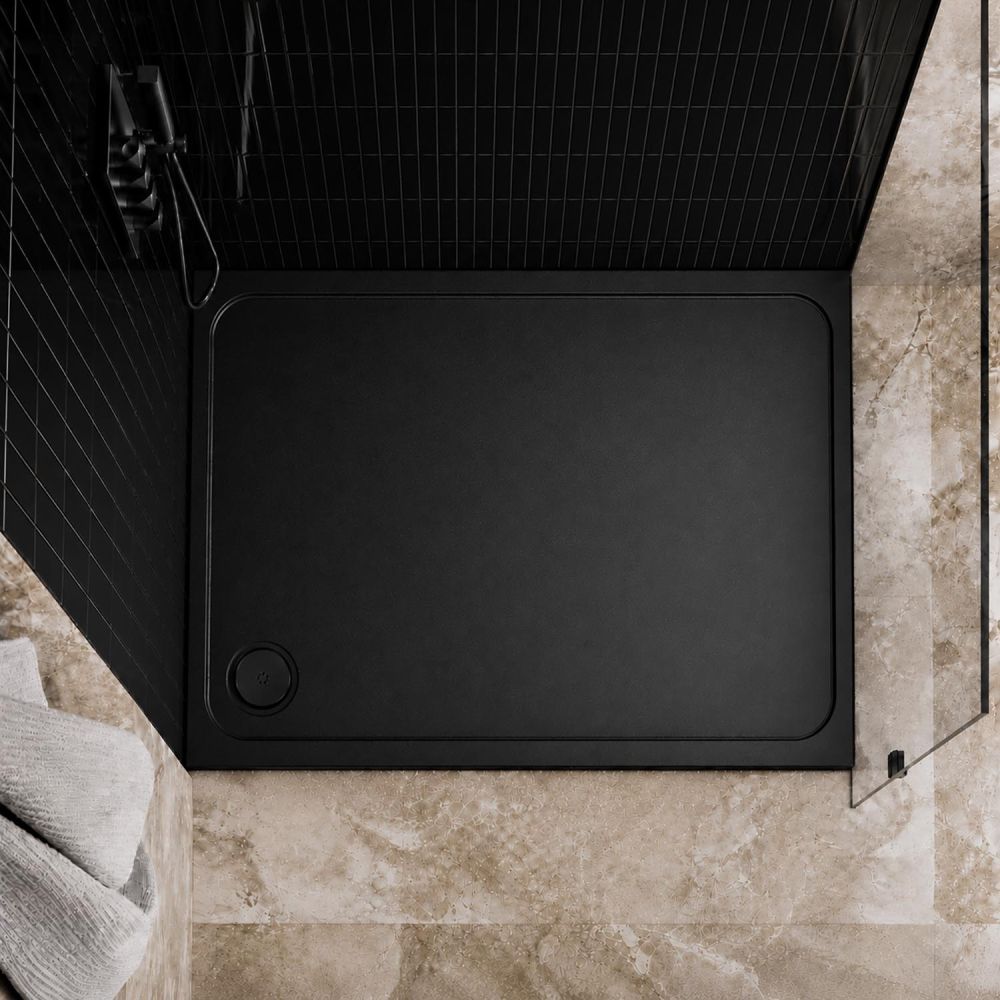 Black Slate Effect Low Profile Non Slip Shower Tray