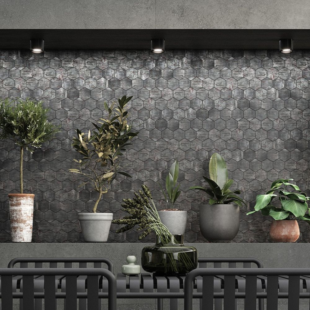 Metallon Hexagon Titanium Mosaic 225x325mm