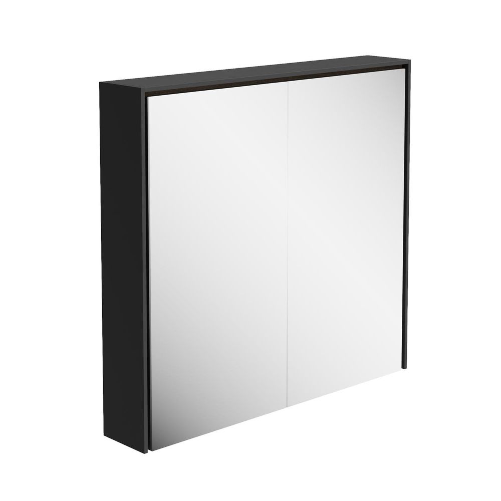 Newbury Matt Black LED Mirrored Wall Cabinet 750x700mm