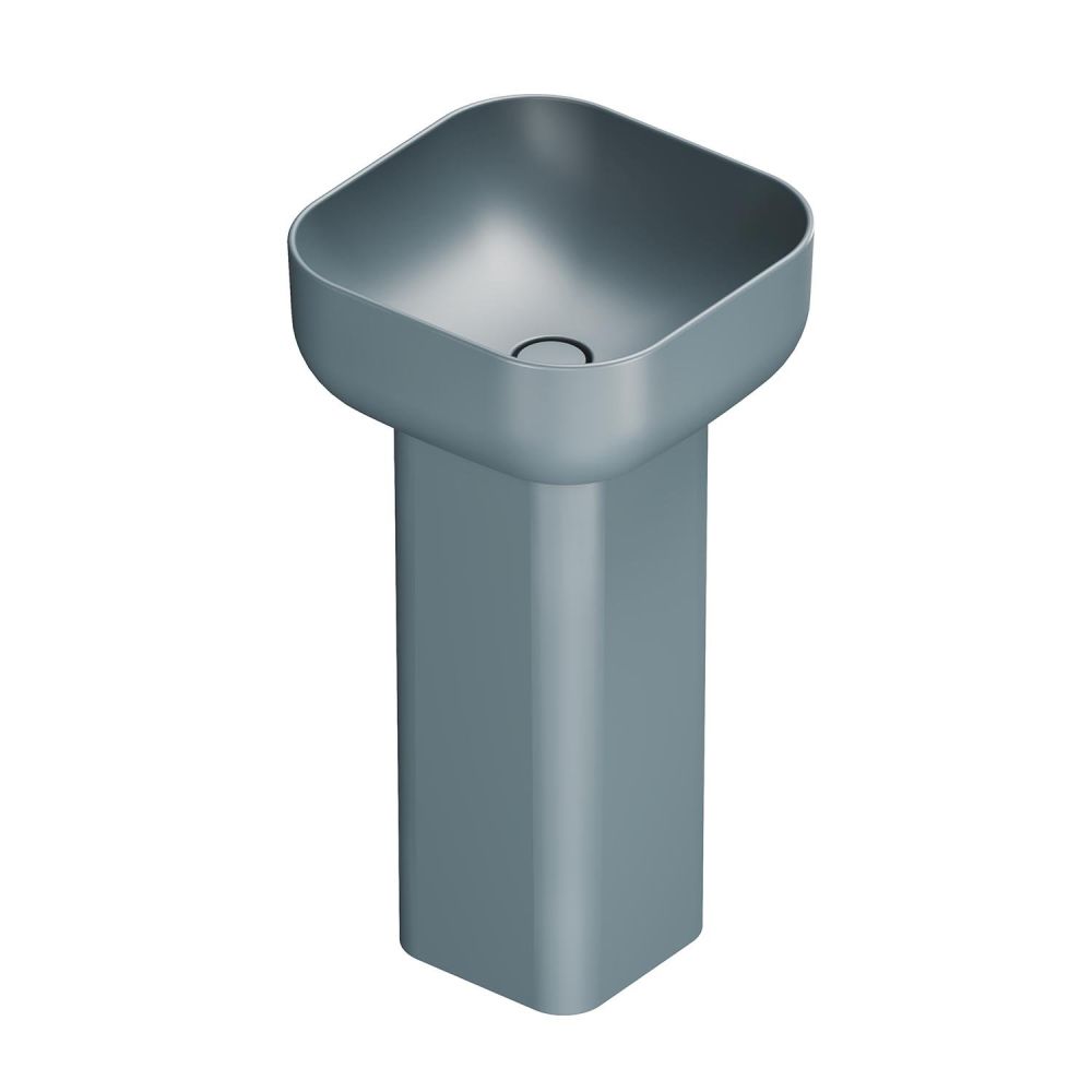 Micheli Matt Grey Square Basin & Full Pedestal