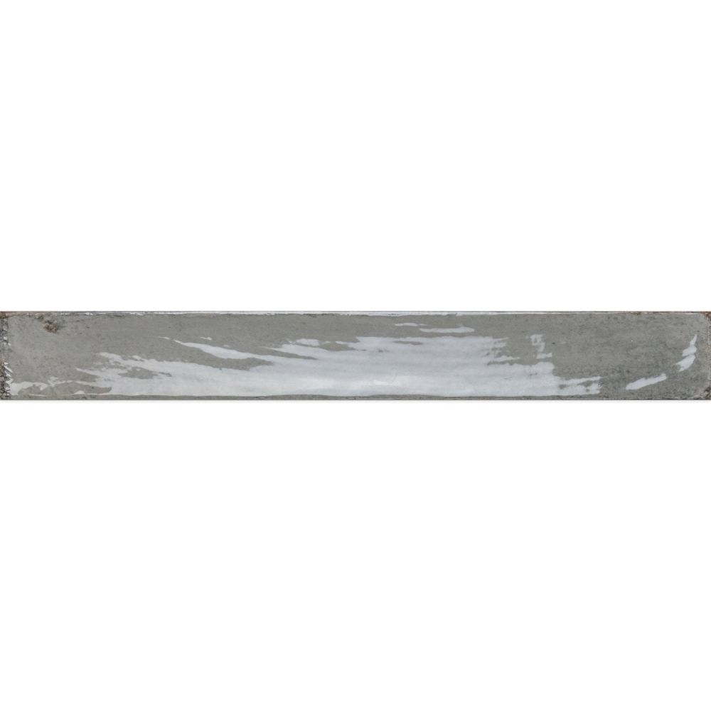 Capri Grey Gloss Ceramic Brick Tile - 400x50mm