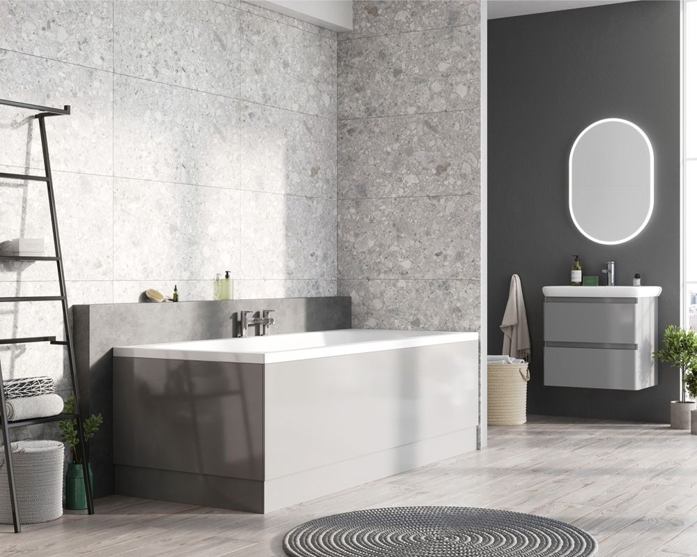 Gloss Light Grey Front Bath Panel 1800mm