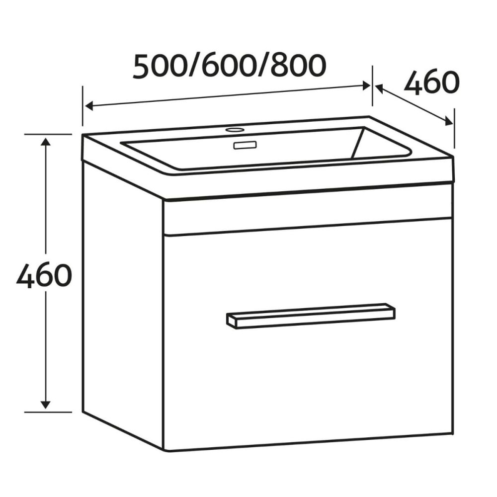Esk Stone Grey Wall Hung Vanity Unit and Basin with Black Handles 800mm