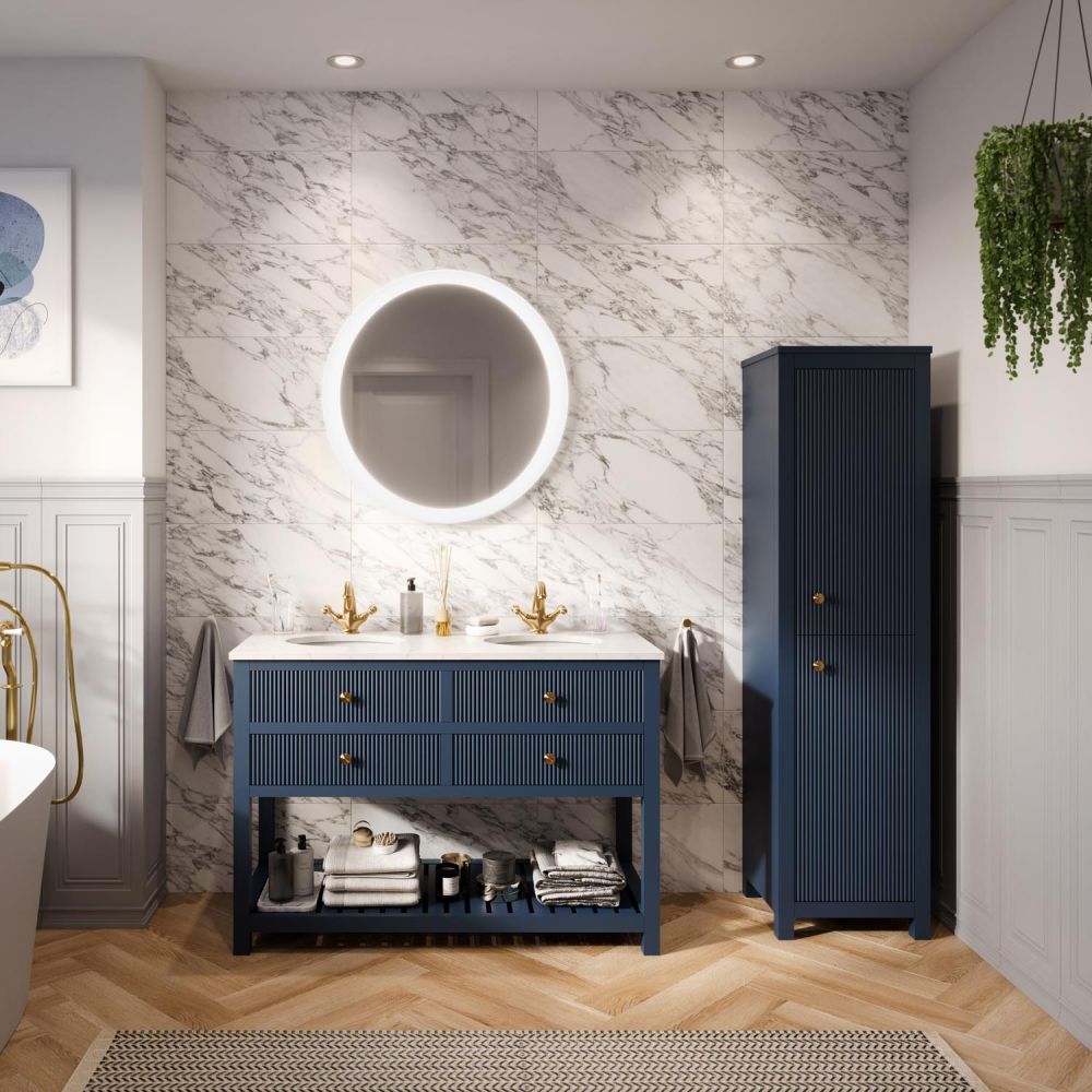 Addison Ribbed Blue 1200mm Floor Standing Vanity Unit