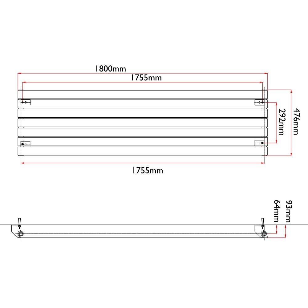 Perth White Double Horizontal Flat Panel Radiator 475x1800mm