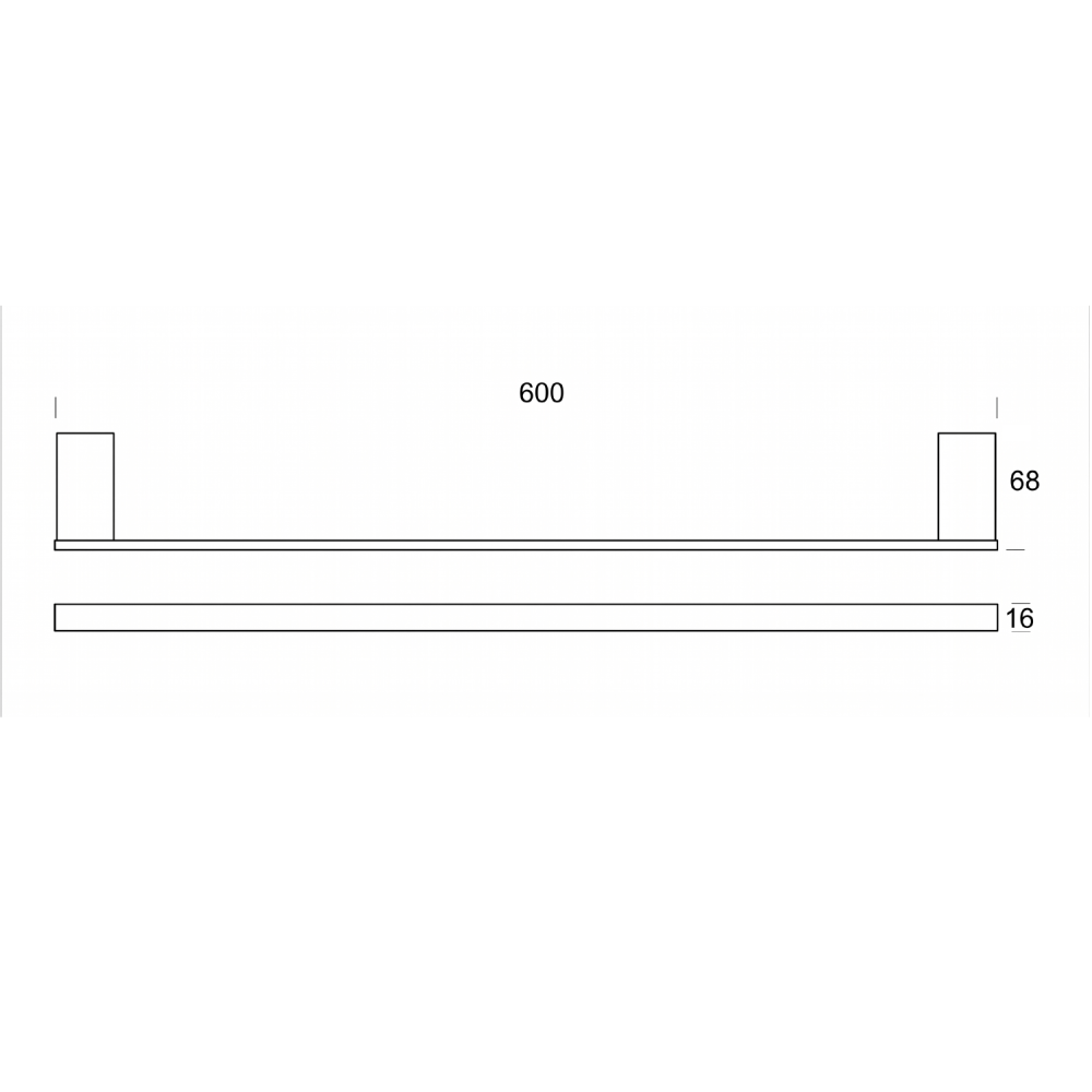 Cubic Chrome Single Towel Bar 600mm