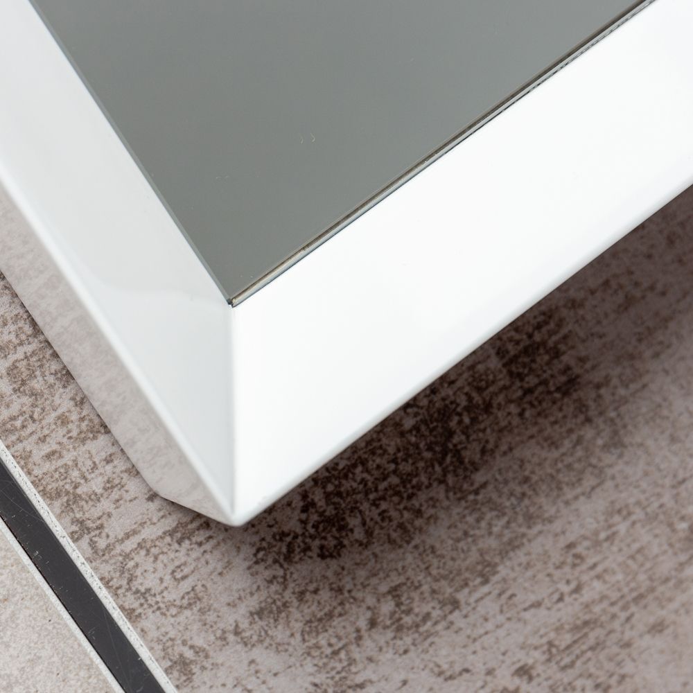 Venus Gloss White Beveled Edge Framed Bathroom Mirror 750x600mm Detailing