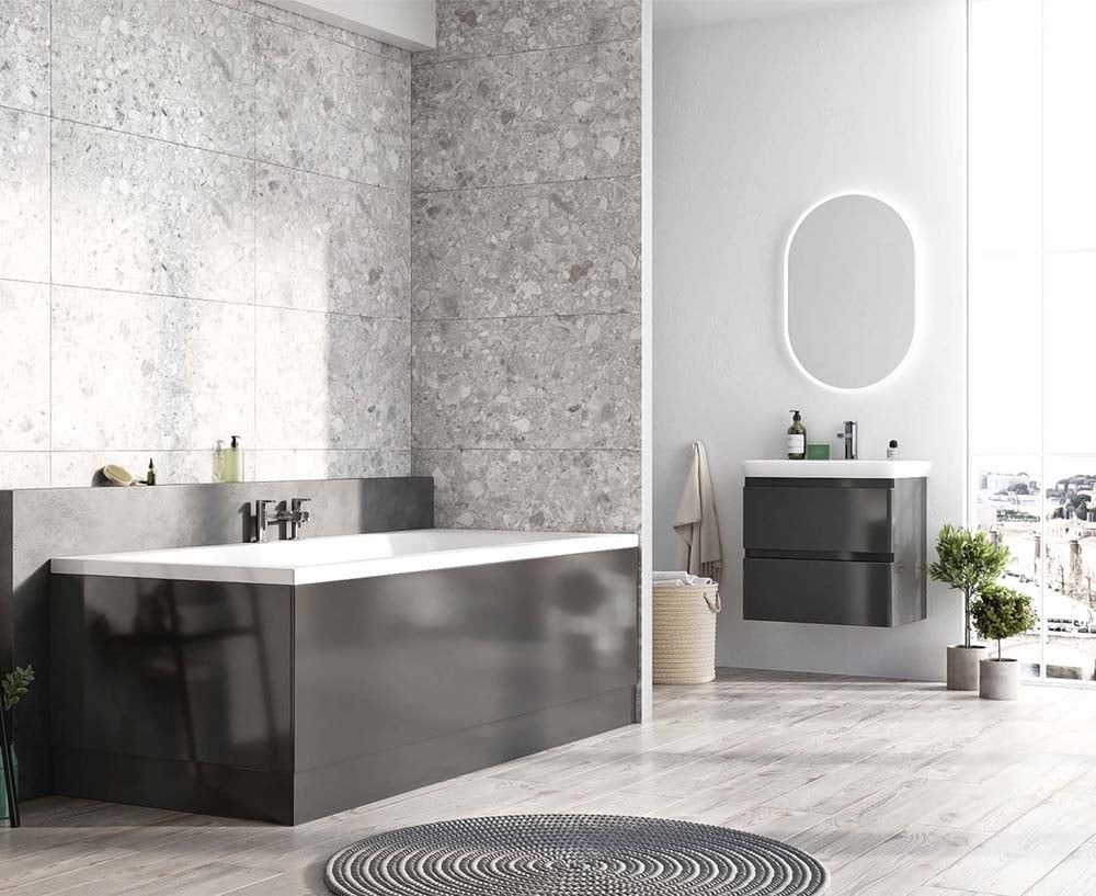 Titanium Grey Gloss End Bath Panel 800mm