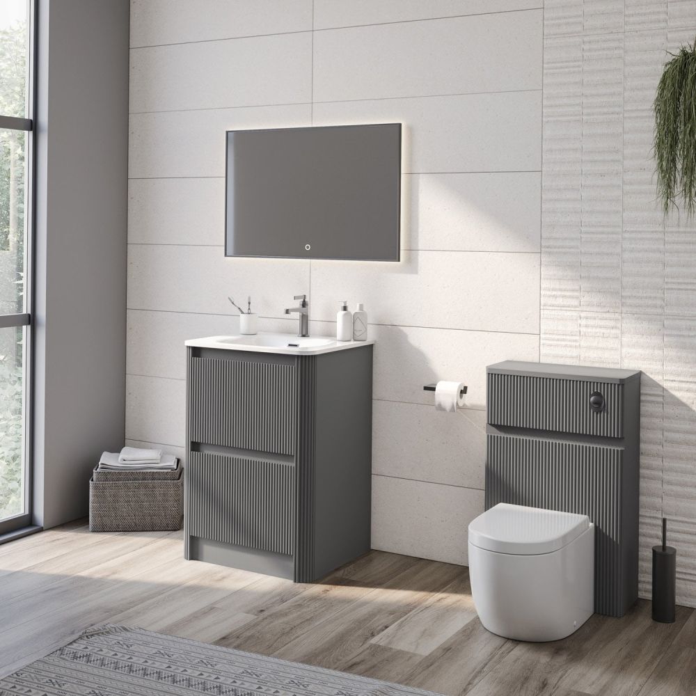 Wish Ribbed Charcoal WC Unit