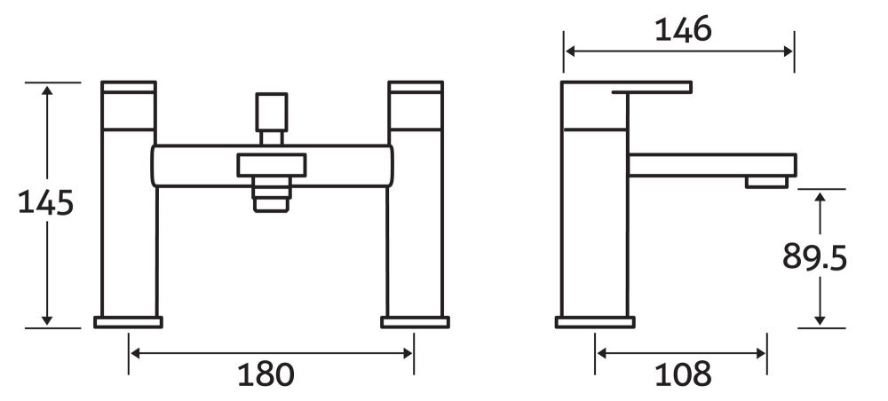 Bath Shower Mixer Tap Dimension Drawing