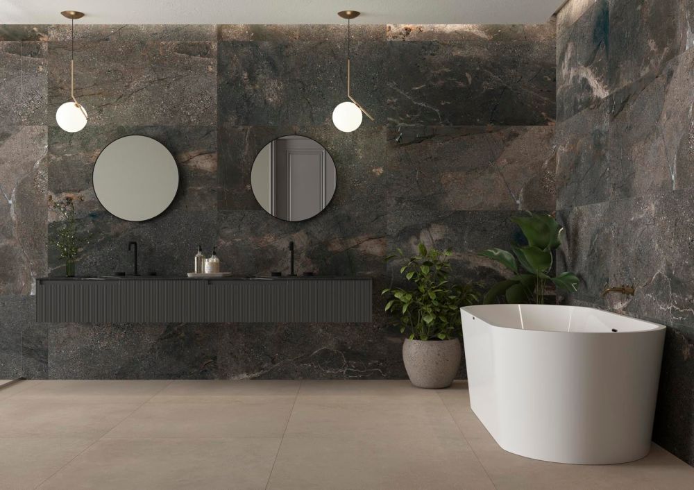 Zoltan Graphite Stone Effect Matt Porcelain Tile 600x1200mm
