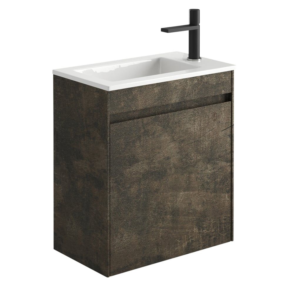 Odion Metallic Wall Hung Cloakroom Vanity Unit with Resin Basin 545mm
