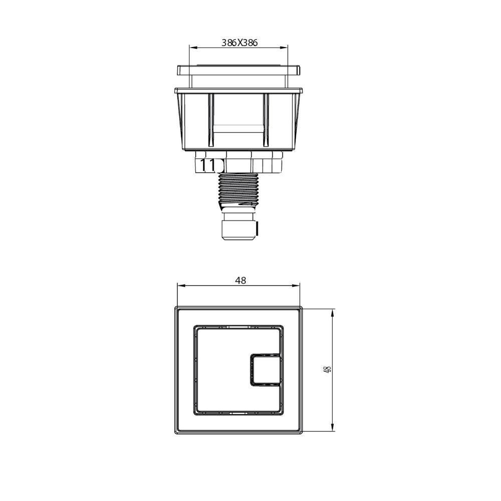 Apache Square Dual Flush Button for Concealed Cistern Spec Drawing