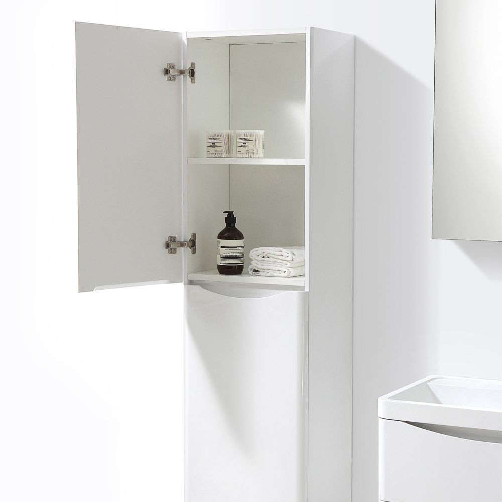Erin Gloss White Wall Mounted Left Hand Tall Storage Cabinet