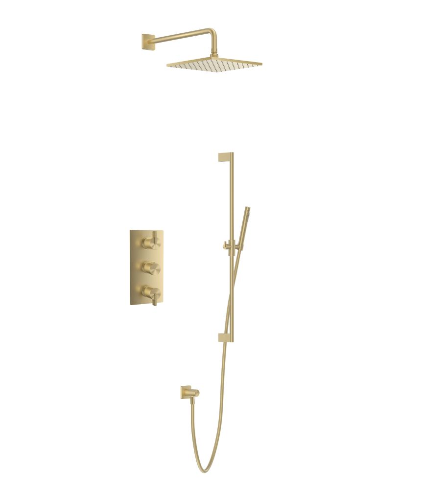 Thane Brushed Gold Thermostatic Concealed Shower Pack