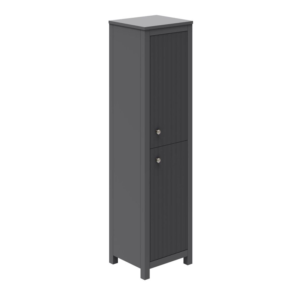 Addison Ribbed Charcoal Grey Tall Bathroom Cabinet