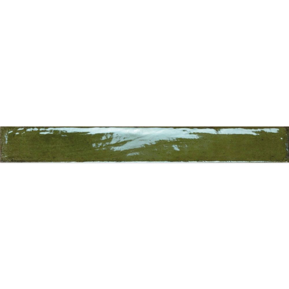 Capri Green Gloss Ceramic Brick Tile - 400x50mm