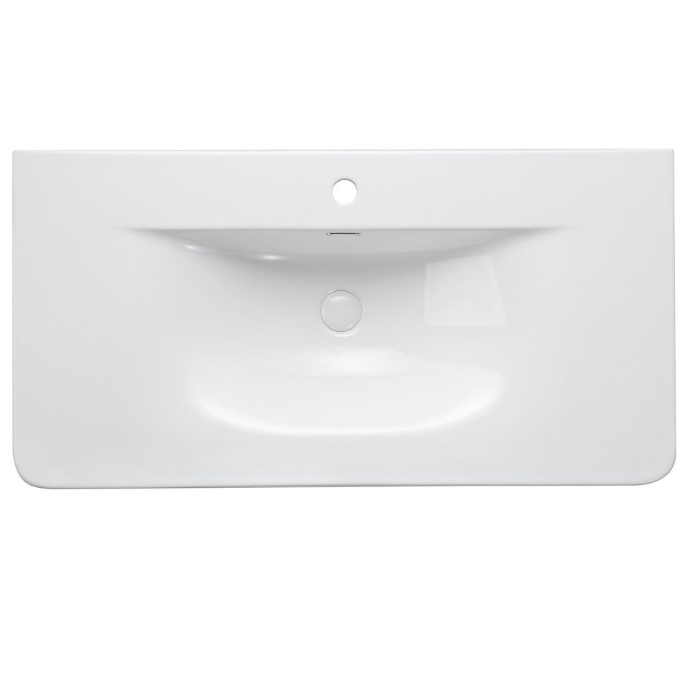 Wish Ribbed Wall Hung Vanity Unit in Green with Ceramic Basin