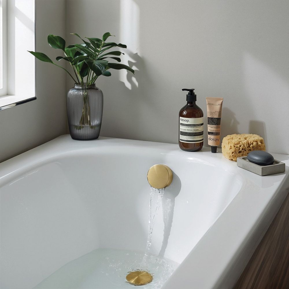 Brushed Gold Overflow Bath Filler
