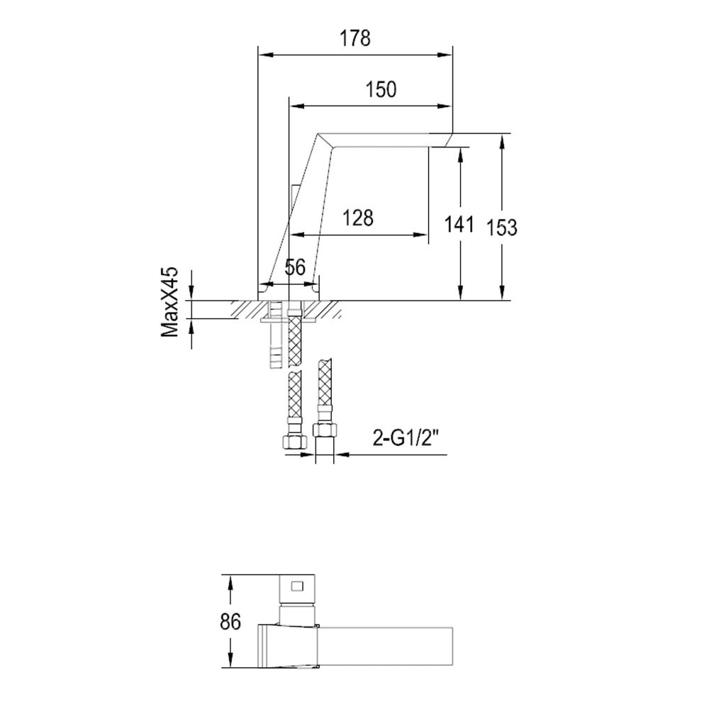 Cacia Chrome Basin Mixer Tap & Waste dimensions