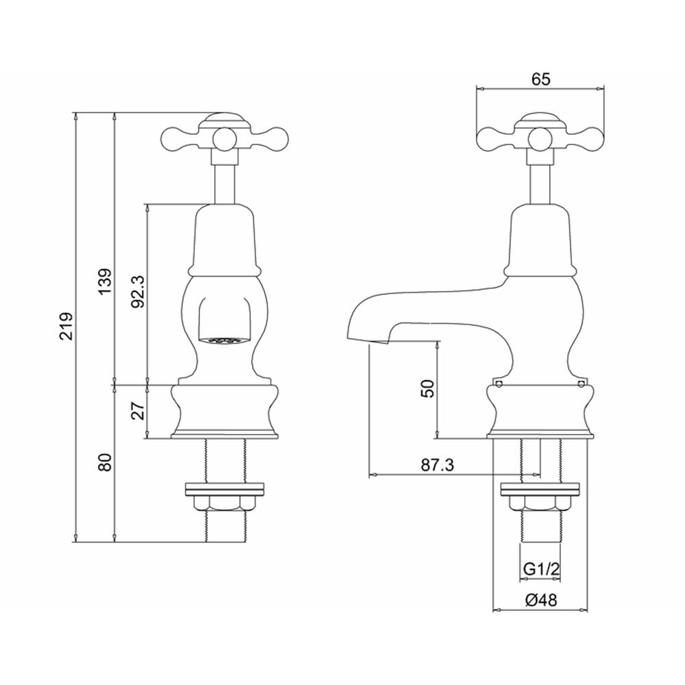Burlington Claremont Chrome Pair of Regent Traditional Basin Pillar Taps