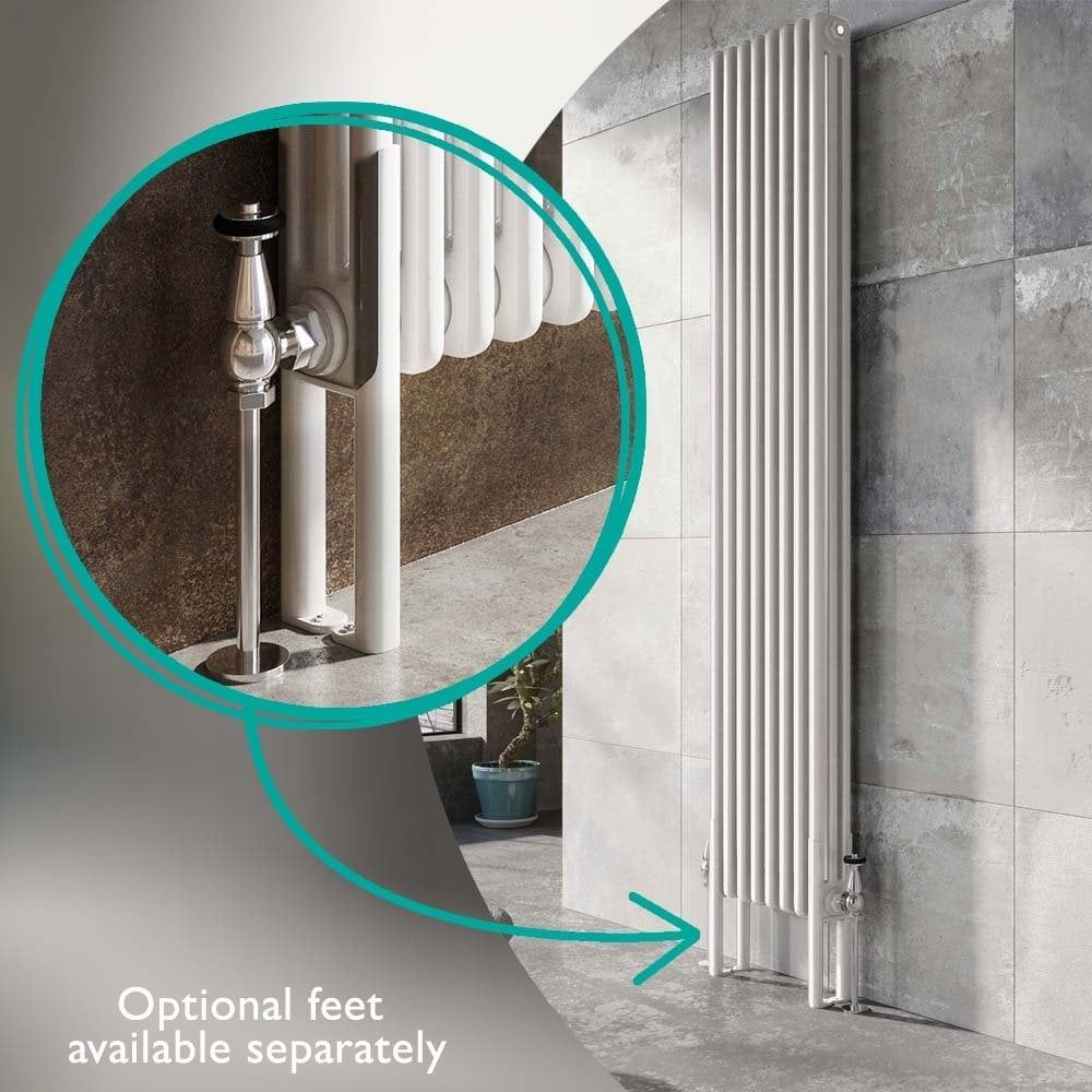 Upton White Double Vertical Traditional Column Radiator Feet