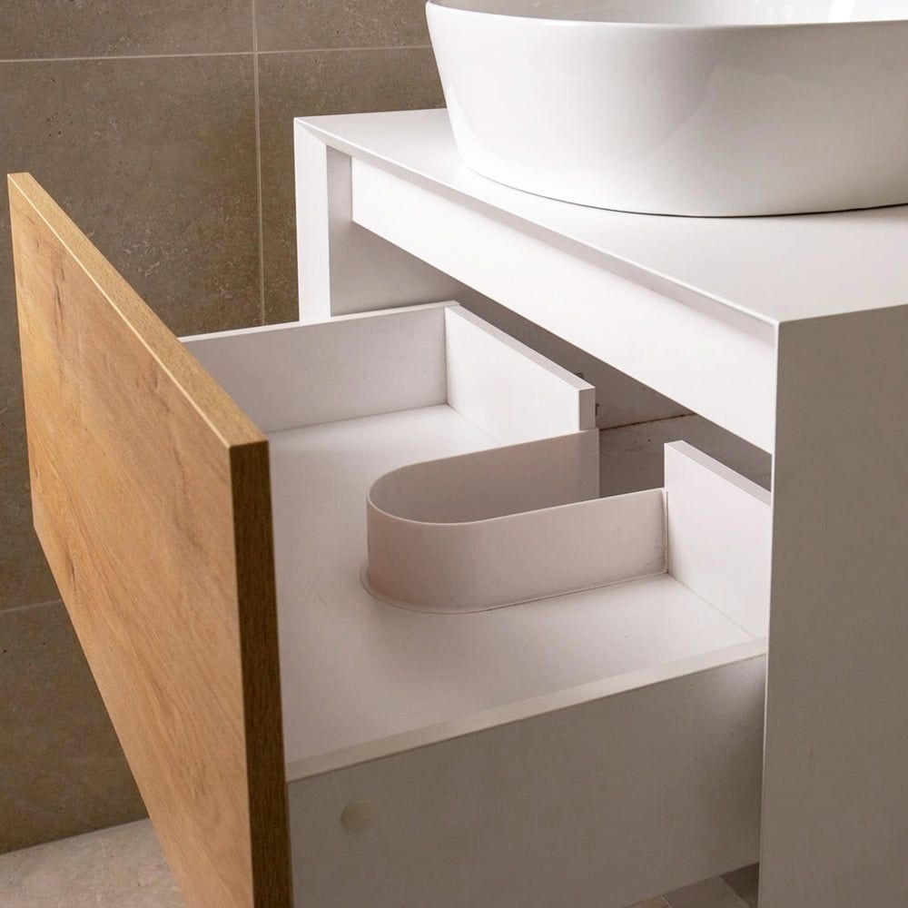 Devlin White & Oak Wall Hung Vanity Unit 800mm