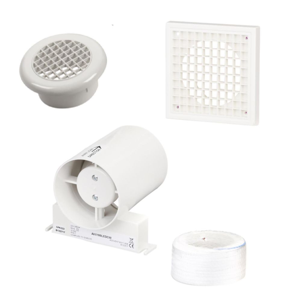 Euston White Ceiling Extractor Fan Kit