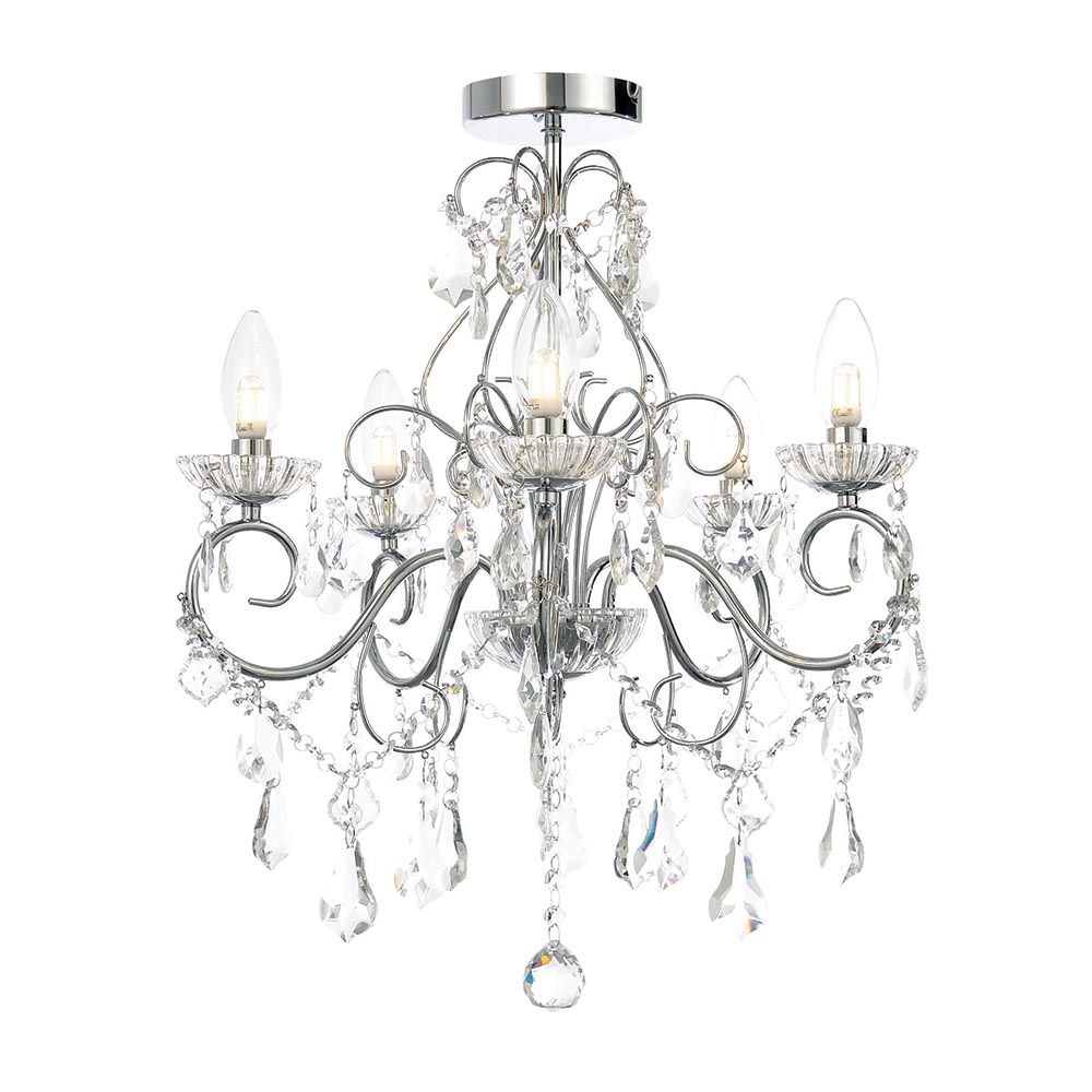 Valarie Chrome Five Light Crystal Chandelier