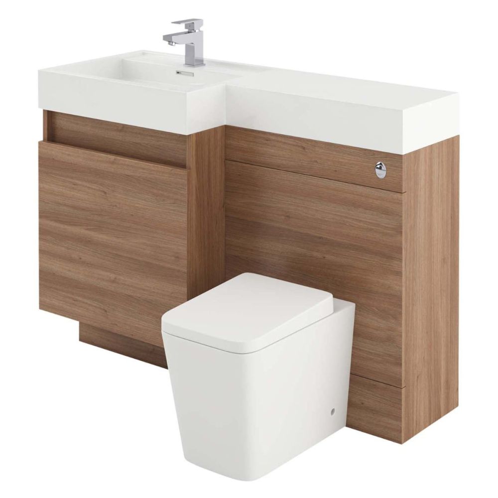 Summers Natural Oak Left Hand Combination Vanity Basin and WC Unit 1200mm