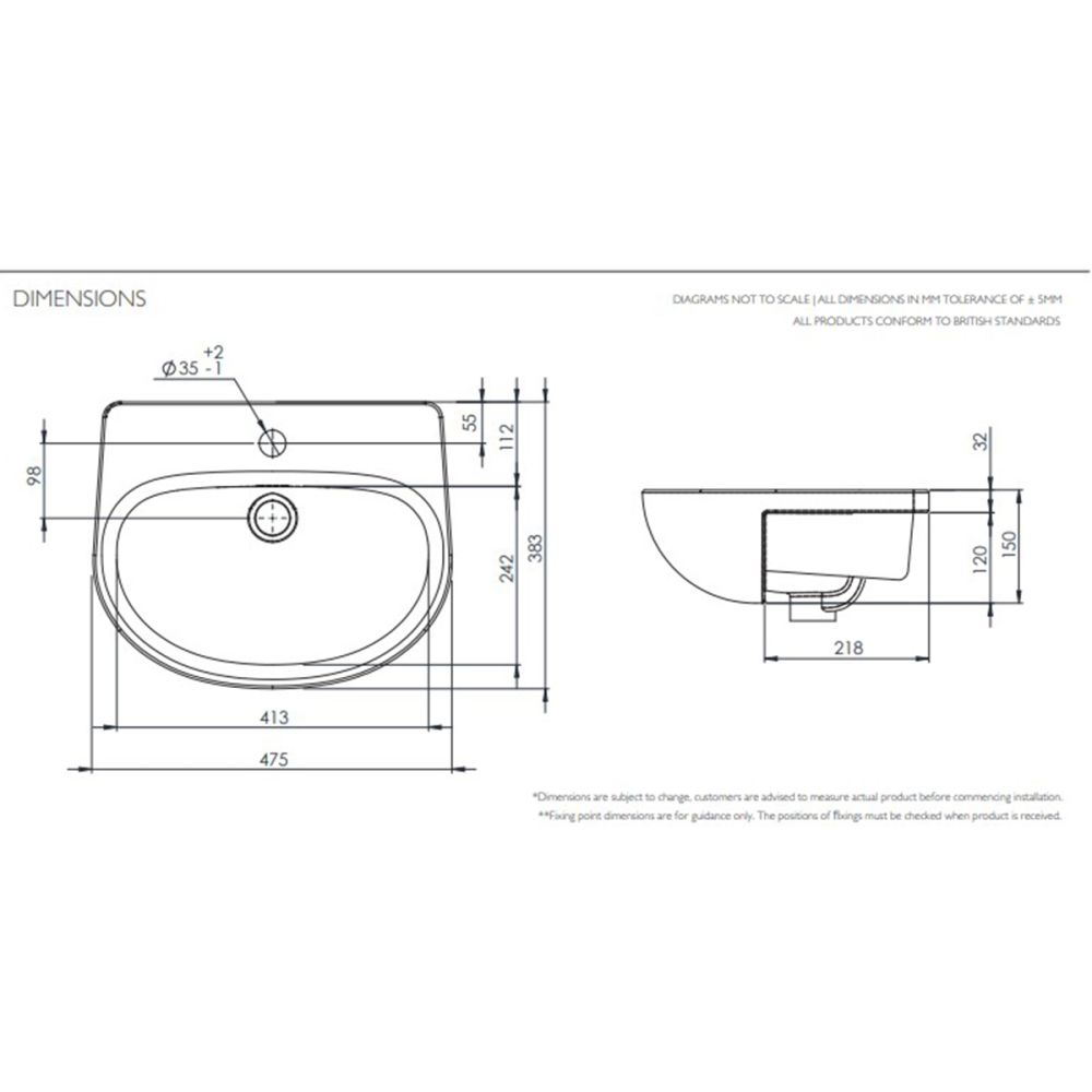 Tavistock Loft Slim Semi-Countertop Ceramic Basin