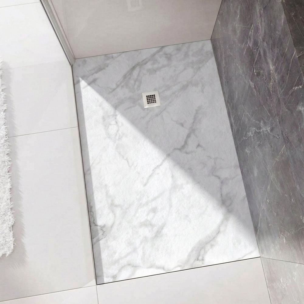 Peoria Arabesco White Marble Shower Tray