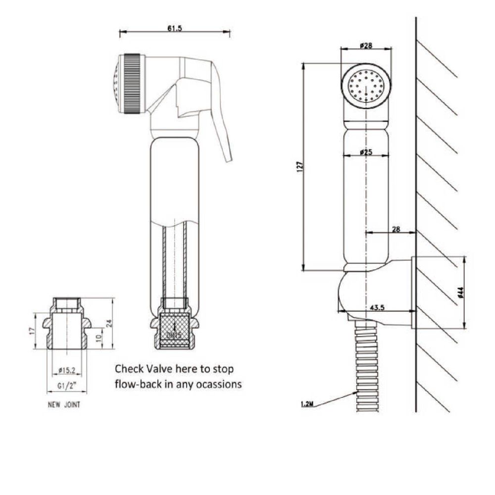 Chrome Douche with Thermostatic Mixer Valve