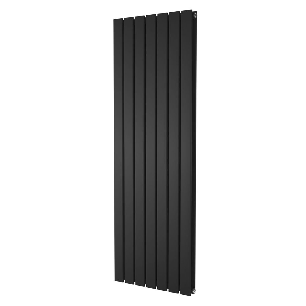 Perth Matt Black Double Vertical Flat Panel Radiator 1200x476mm