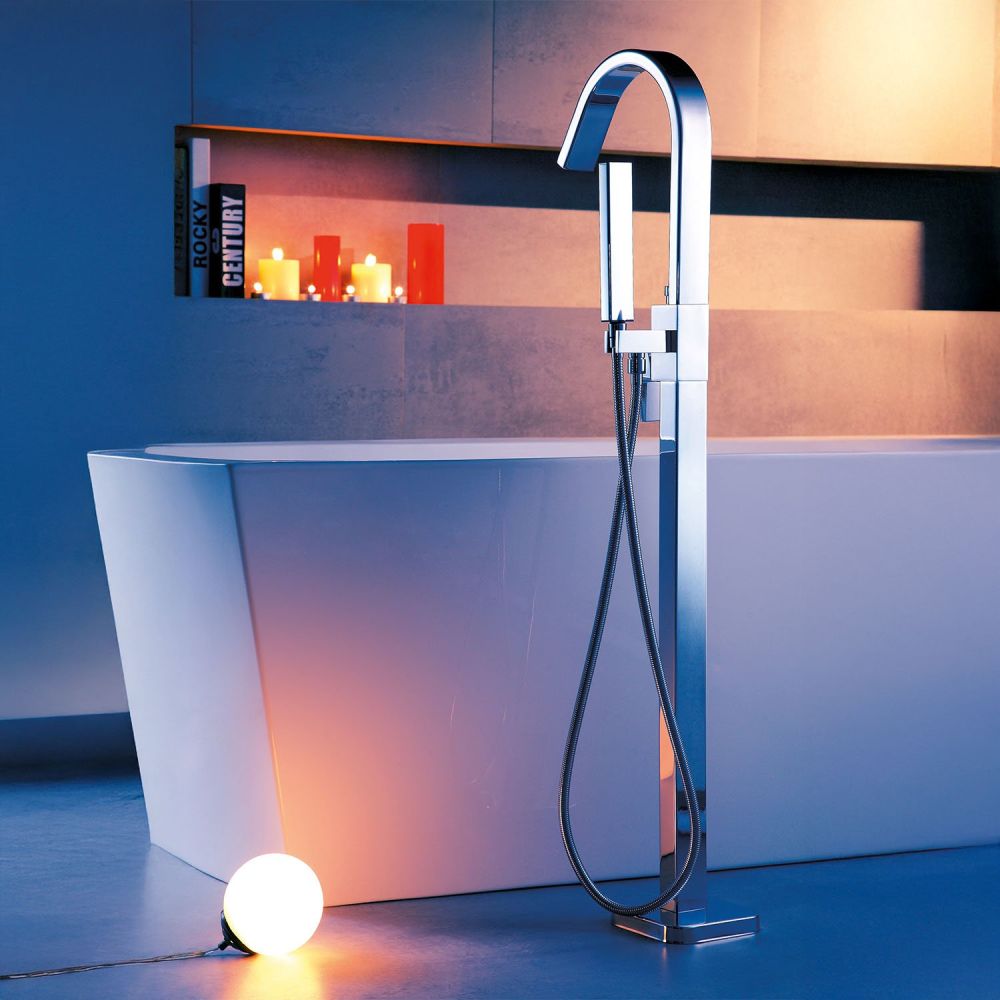 Tear Chrome Freestanding Bath Shower Mixer Tap - Atmospheric lifestyle image