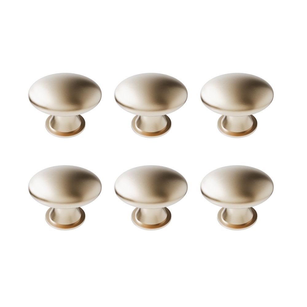 Hayward Brushed Gold Pack of 6 Knob Handles