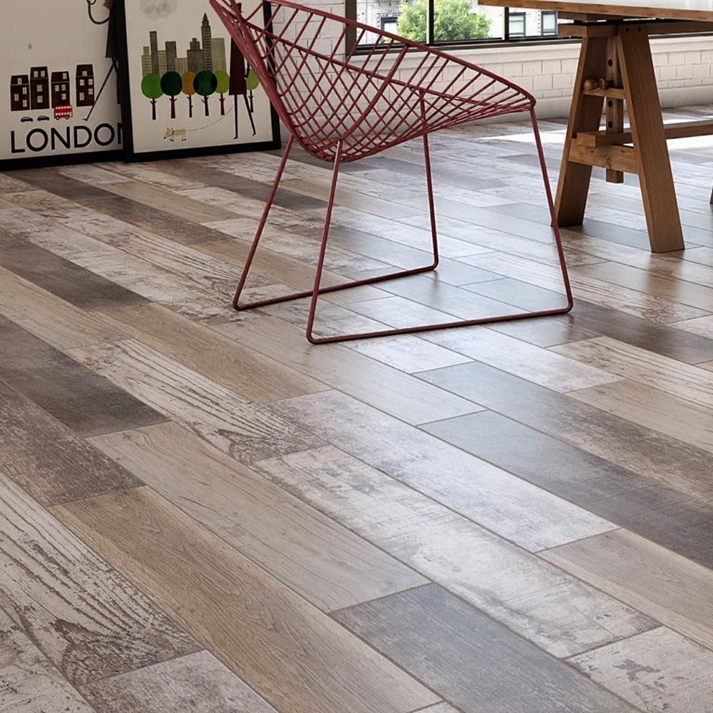 Sabre Alpine Mixed Wood Effect Matt Porcelain Tiles 150x900mm