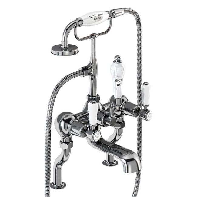 Burlington Kensington Chrome Deck Mounted Bath Shower Mixer Tap with S Adjuster