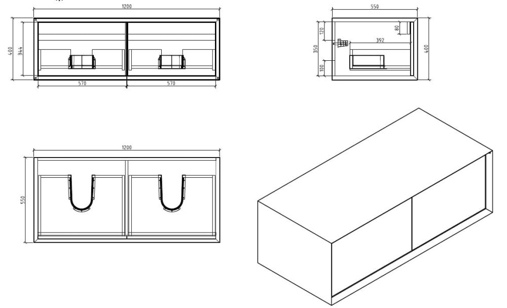 Devlin White & Oak Wall Hung Vanity Unit 1200mm