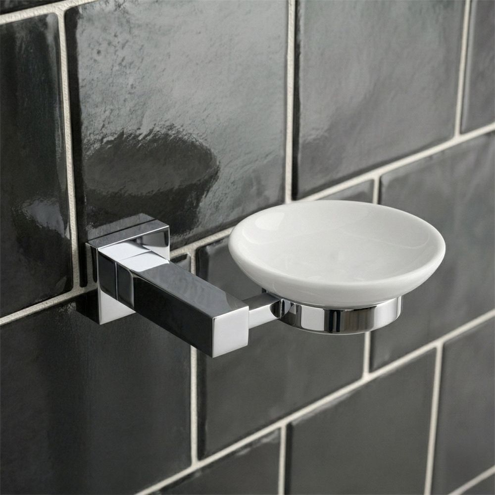Quad Chrome Ceramic Soap Dish Holder