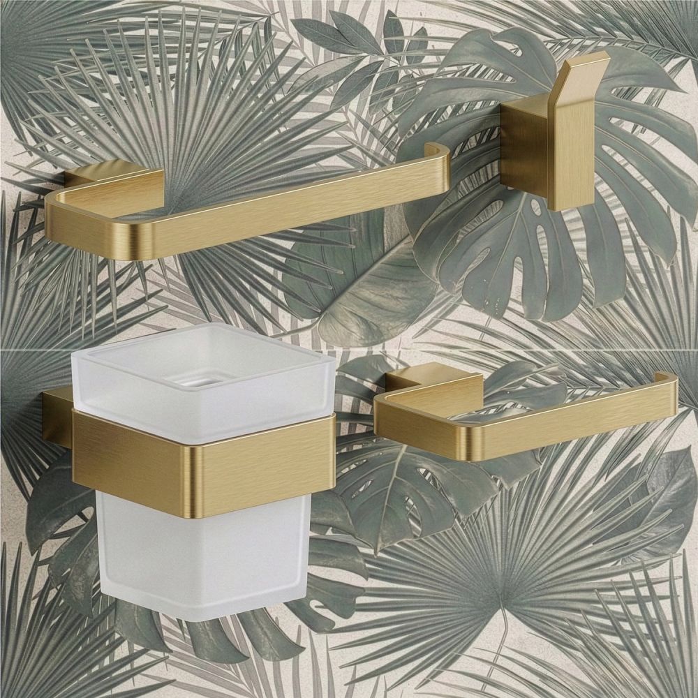 Elora Brushed Gold 4-Piece Bathroom Accessory Set