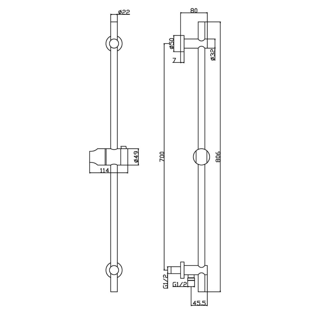 Round Slide Rail Kit - Matt Black spec