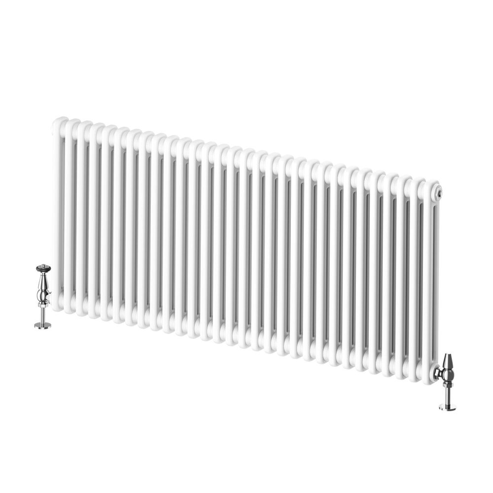 Upton White Double Horizontal Column Radiator - 600x1370mm