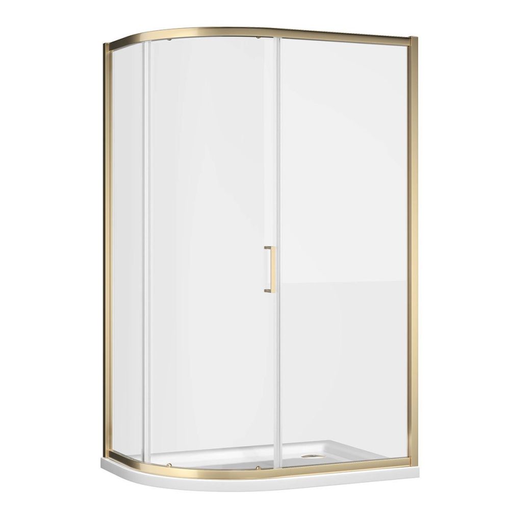 Fabio Brushed Gold Sliding Shower Door Quadrant 1000x800mm