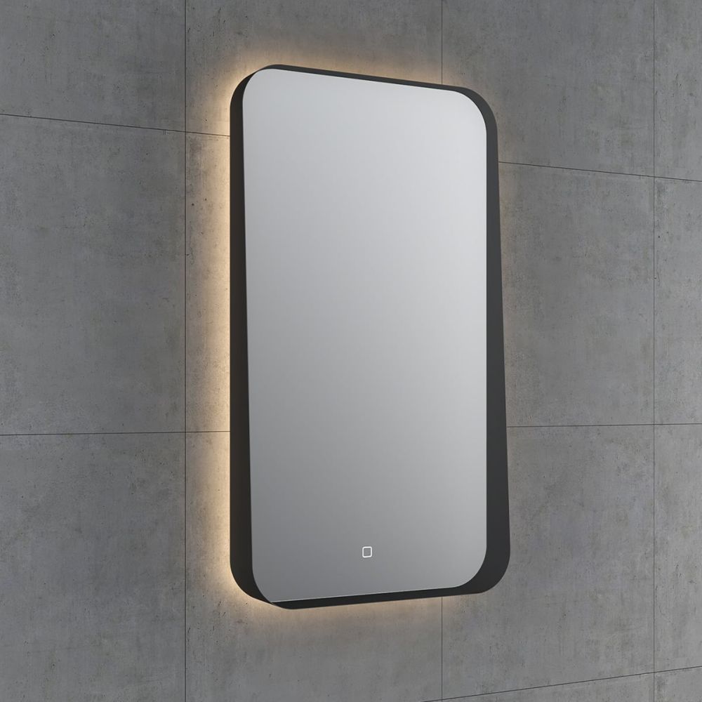 Maine Black Framed Backlit LED Heated Bathroom Mirror 500x900mm